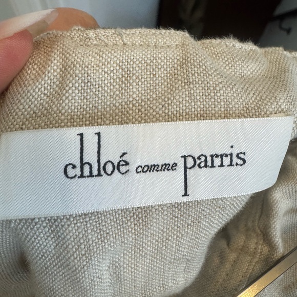 Chloé Comme Paris Linen Dress Cutout Strap Dress Natural Beige – Size 2 - Picture 5 of 8